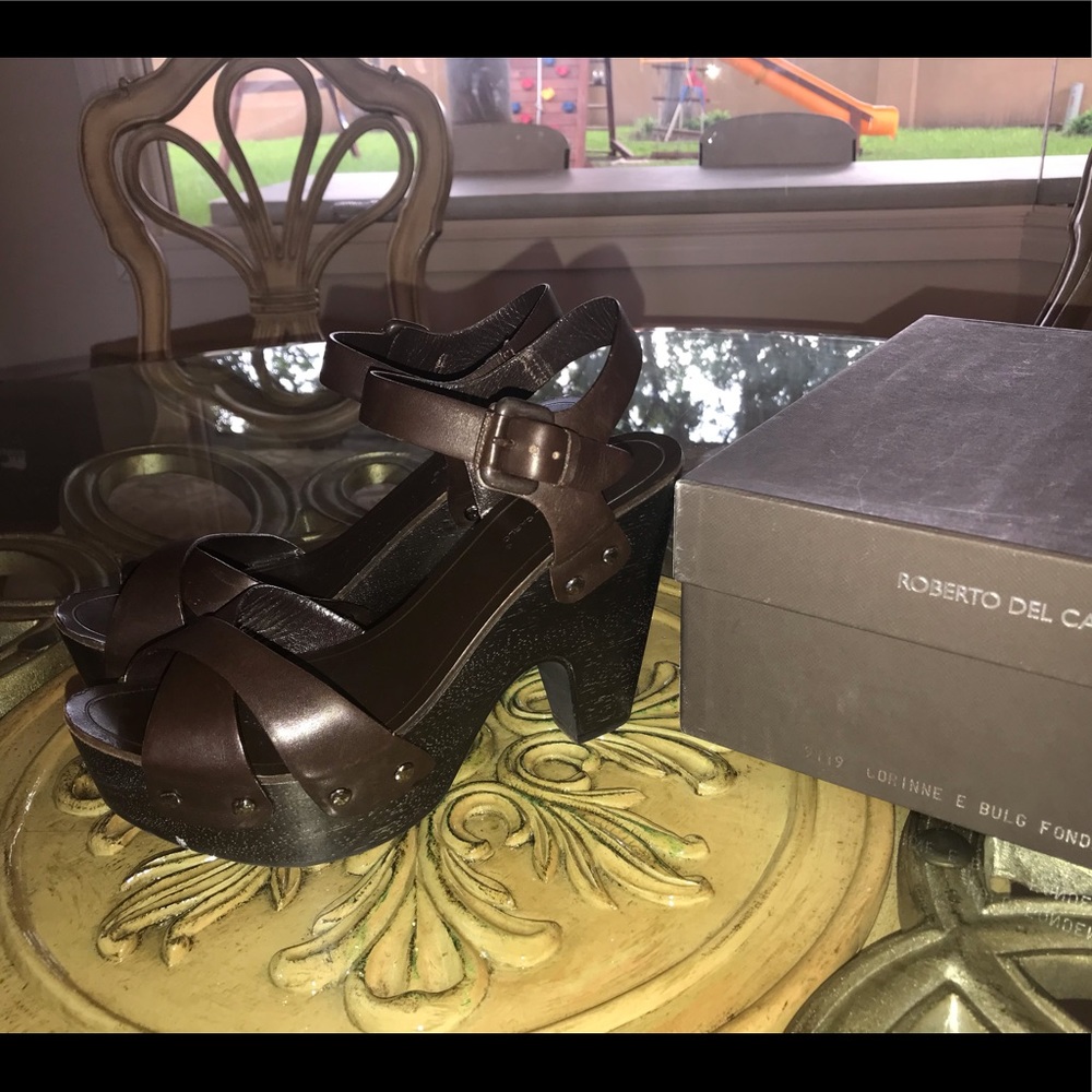 Roberto Del Carlo  Brown Leather Wedge 38 Barney’s